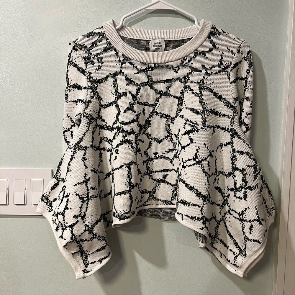 Opening Ceremony Abstract Poncho Crew Neck Cropped Sweater Size M